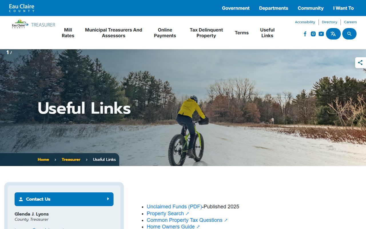 Eau Claire Unclaimed Money county useful links page