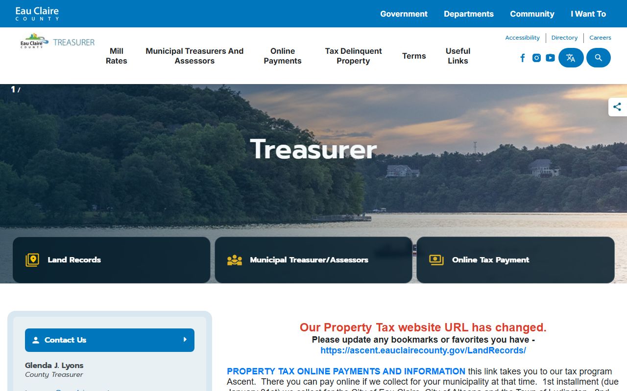 Eau Claire Unclaimed Money county treasurer page