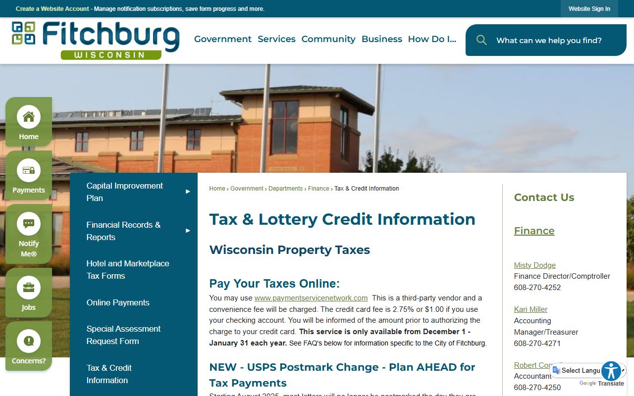 Fitchburg Unclaimed Money tax credit information