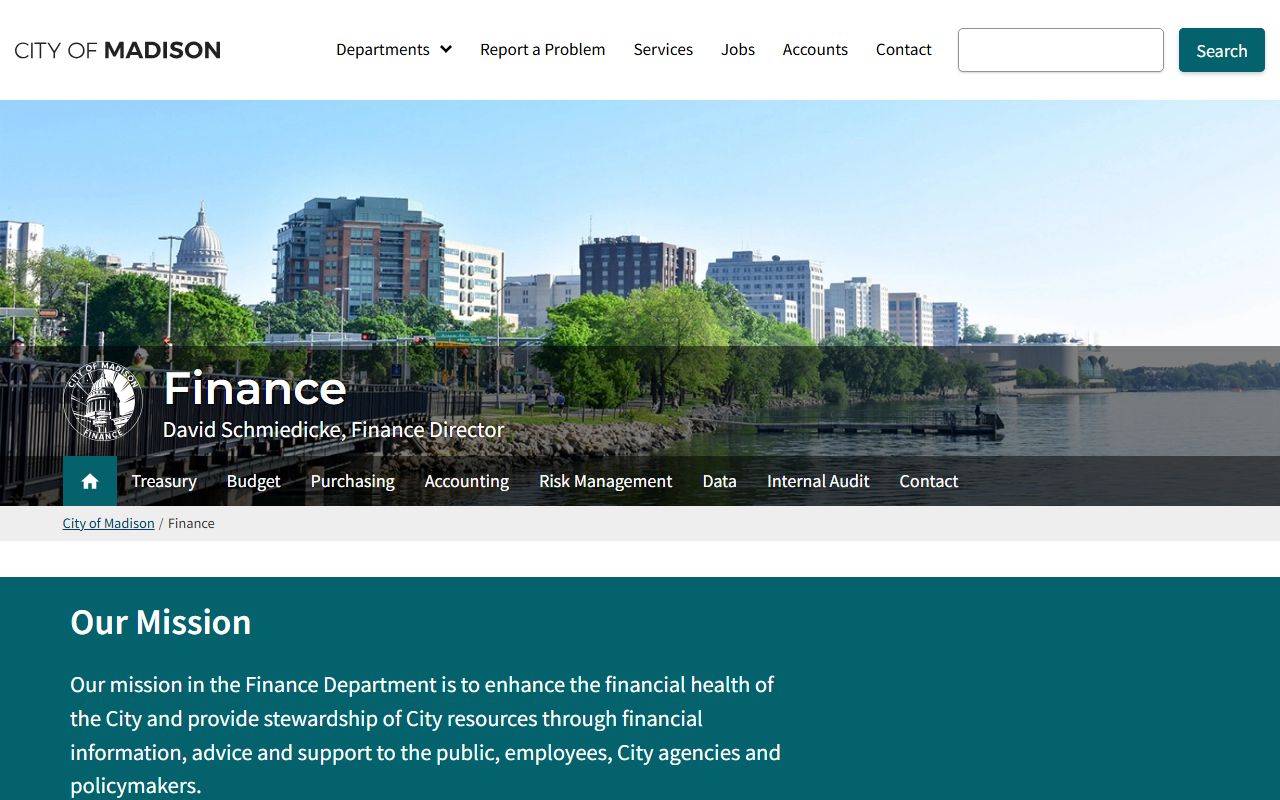 Madison Unclaimed Money finance department page