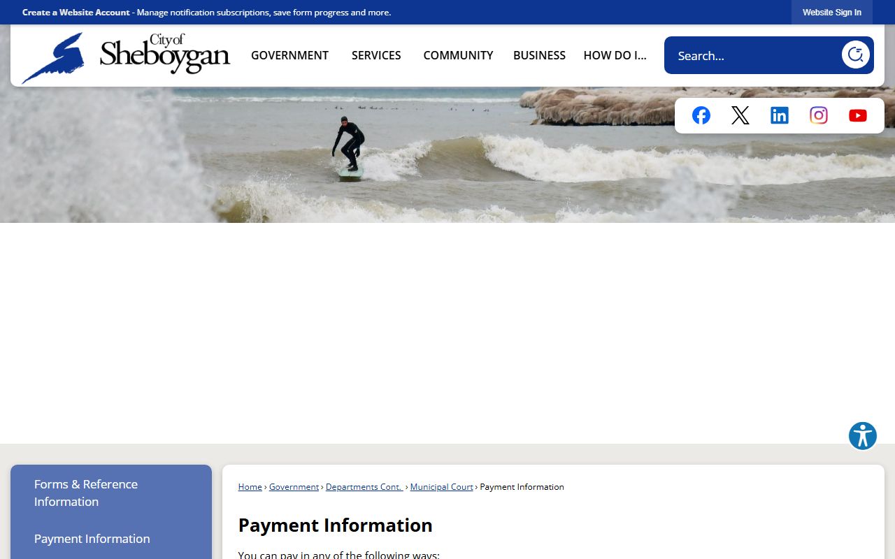Sheboygan Unclaimed Money payment information page