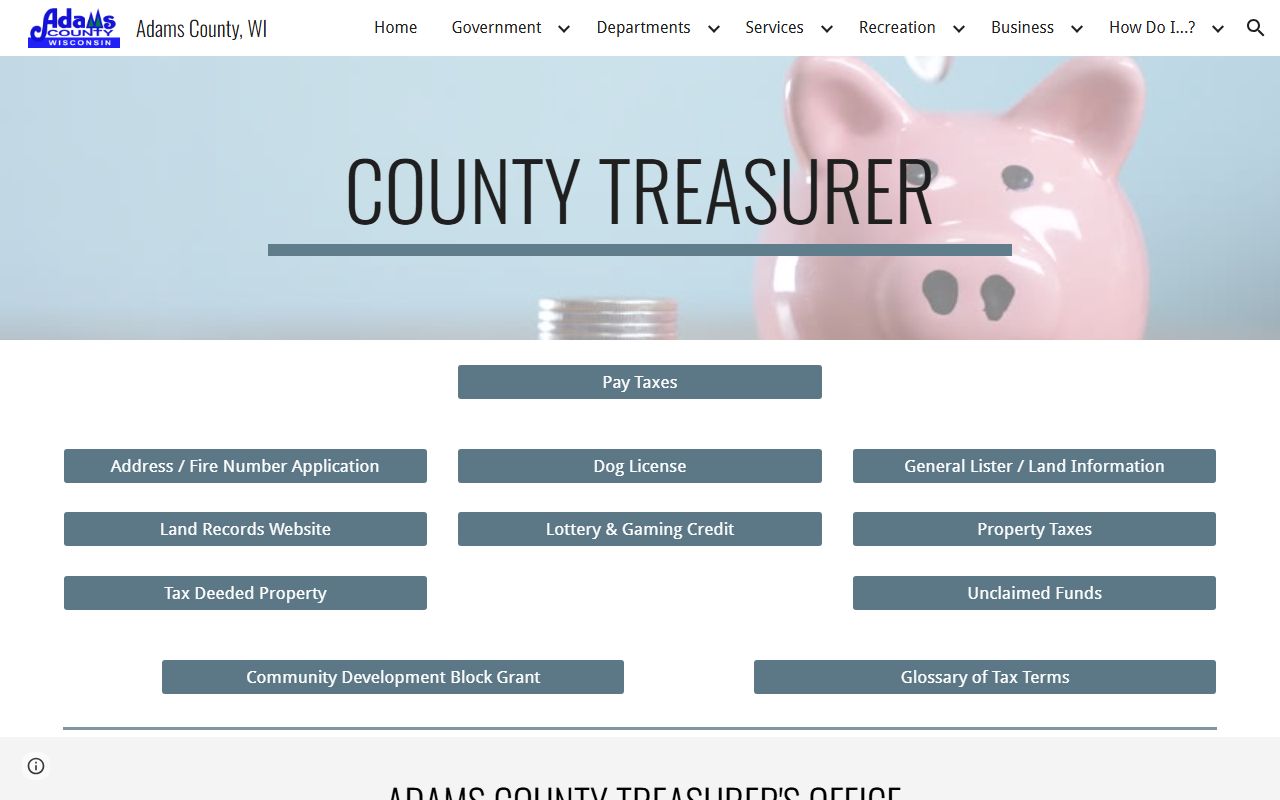 Adams County Unclaimed Money treasurer image