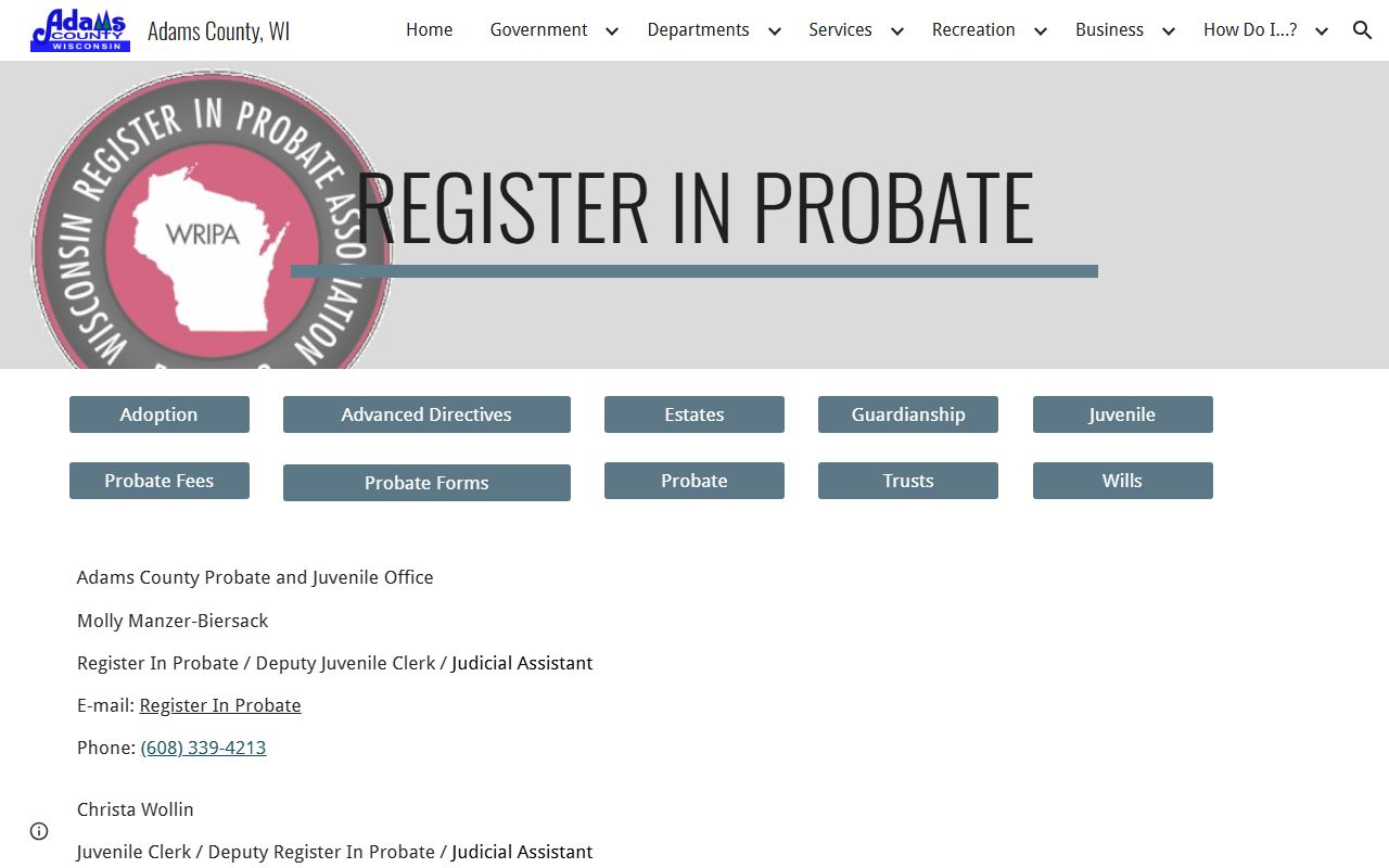 Adams County Unclaimed Money register in probate image