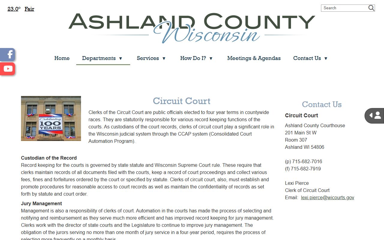 Ashland County Unclaimed Money circuit court image