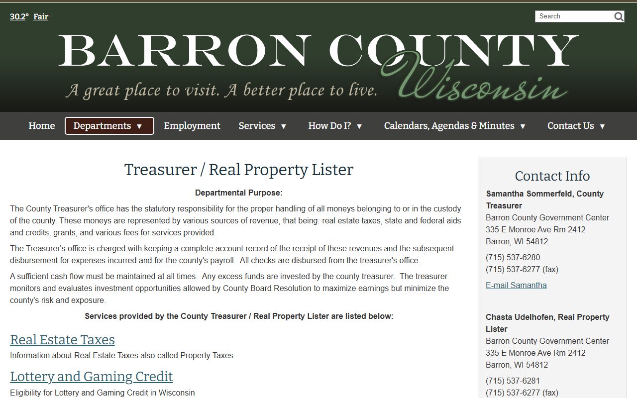 Barron County Unclaimed Money at the Barron County Treasurer