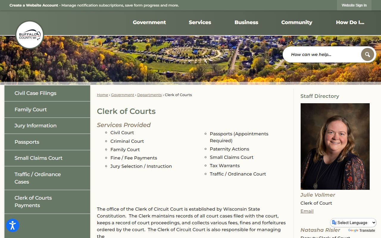 Buffalo County Unclaimed Money clerk of courts page