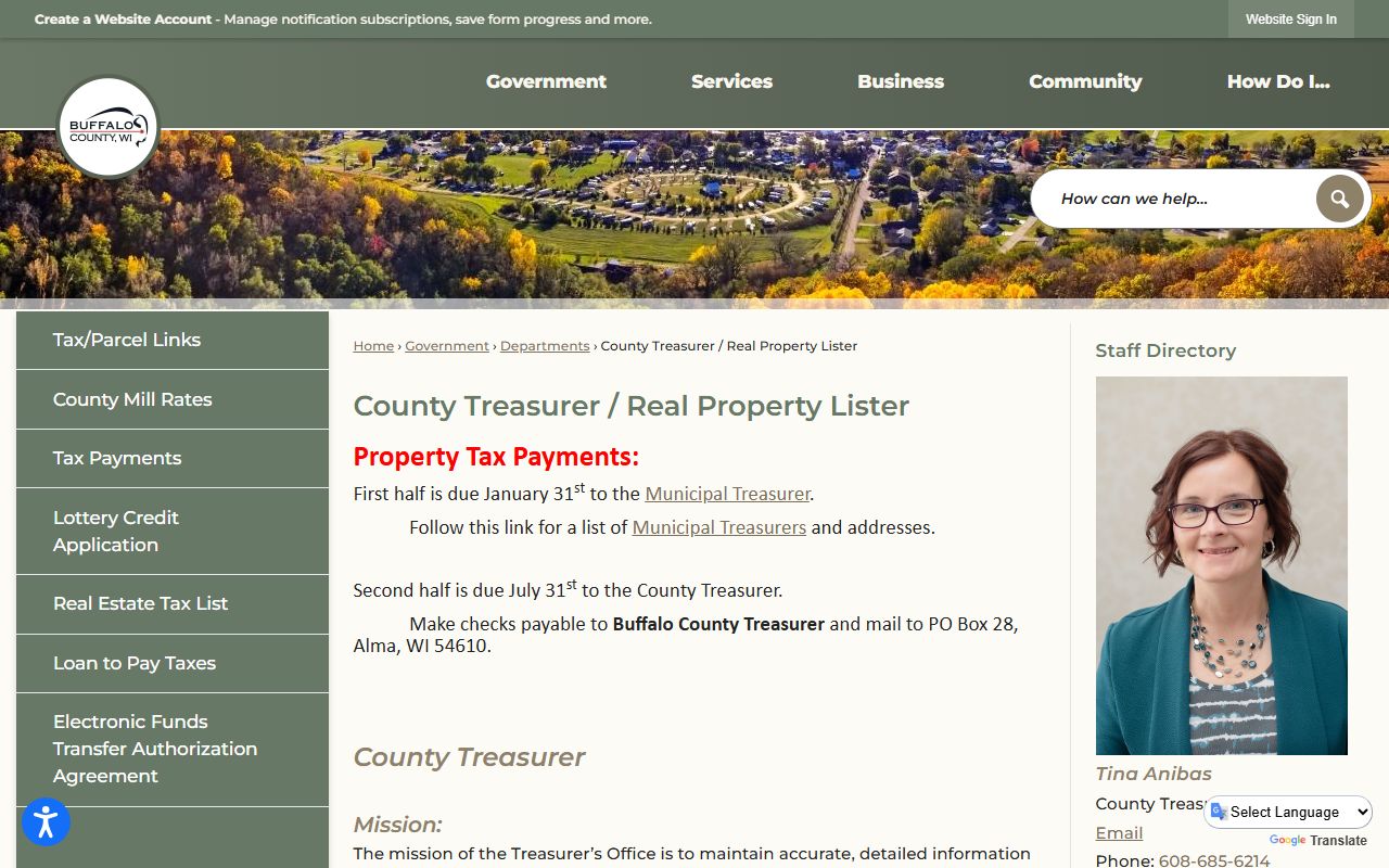 Buffalo County Unclaimed Money treasurer and real property lister