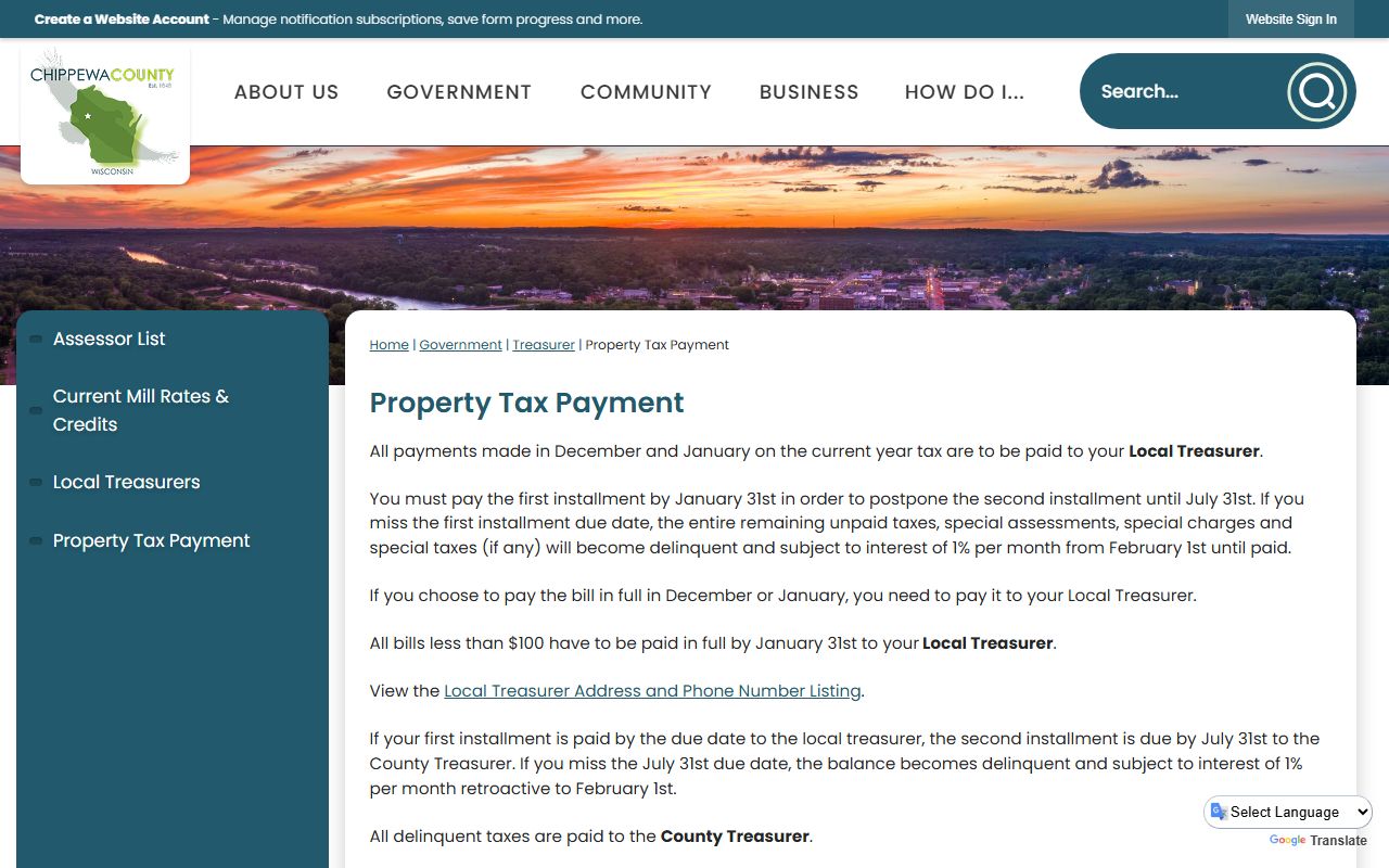 Chippewa County Unclaimed Money property tax payment image