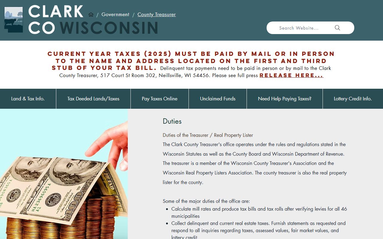 Clark County Unclaimed Money county homepage