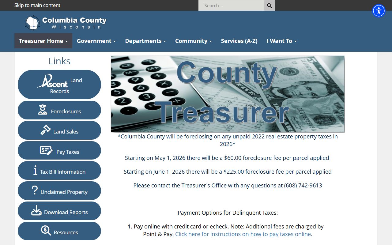 Columbia County Unclaimed Money treasurer image