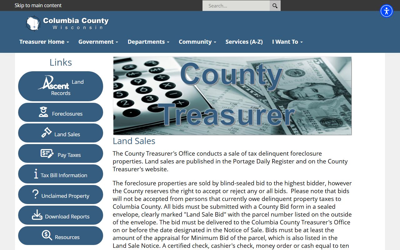 Columbia County Unclaimed Money land sales image