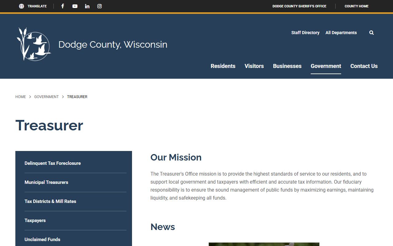 Dodge County Unclaimed Money at the Dodge County Treasurer