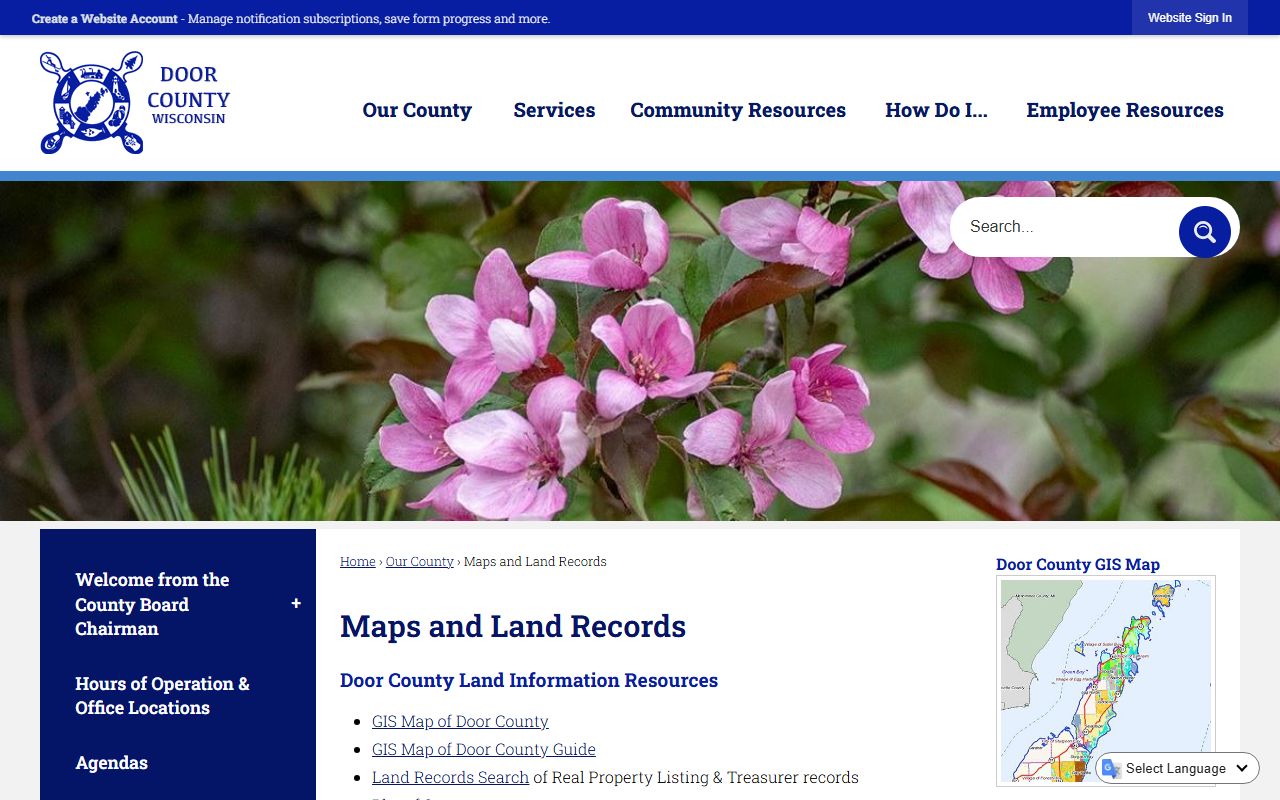 Door County Unclaimed Money land information resources page