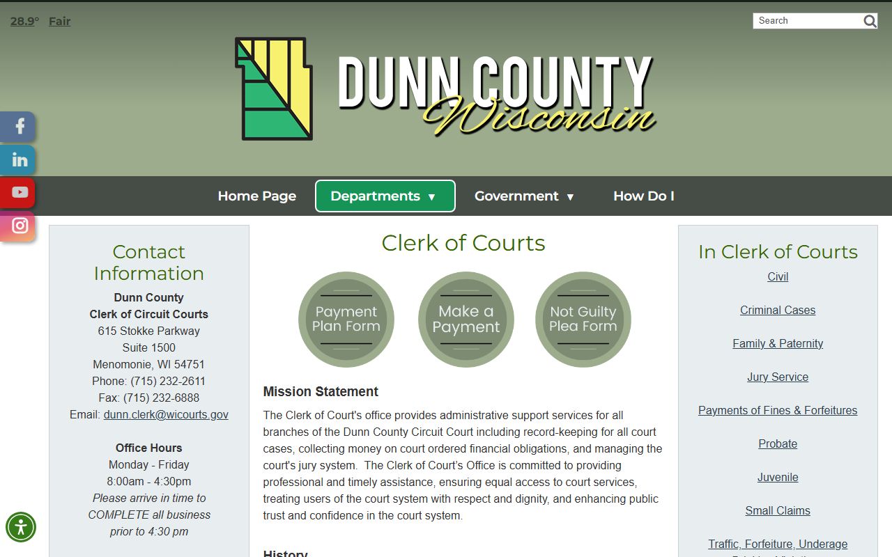 Dunn County Unclaimed Money clerk of courts image