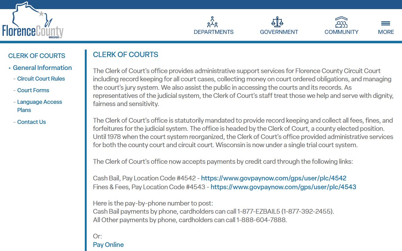 Florence County Unclaimed Money clerk of courts page