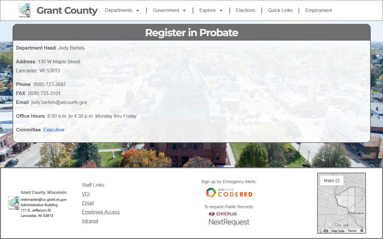 Grant County Unclaimed Money register in probate image