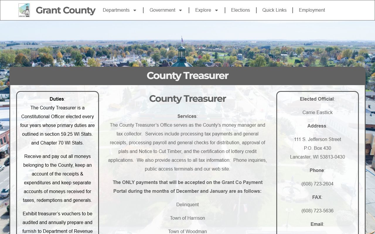 Grant County Unclaimed Money treasurer image