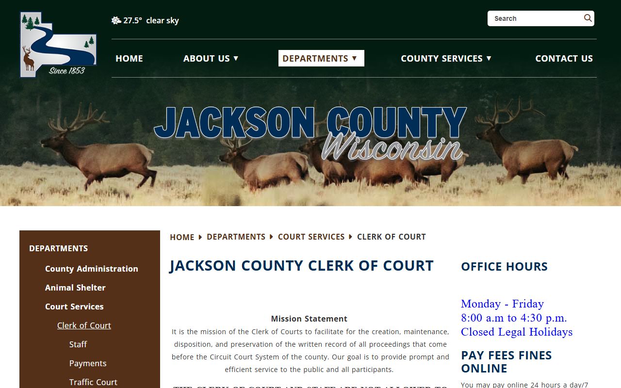 Jackson County Unclaimed Money clerk of courts page