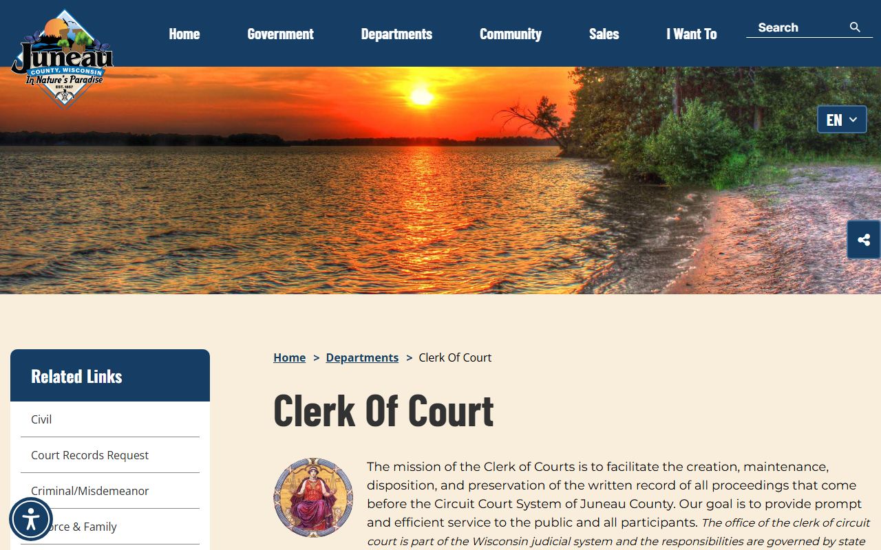 Juneau County Unclaimed Money clerk of courts image