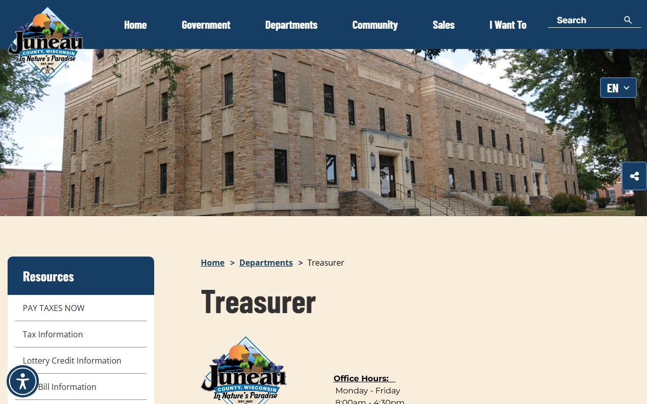 Juneau County Unclaimed Money treasurer image