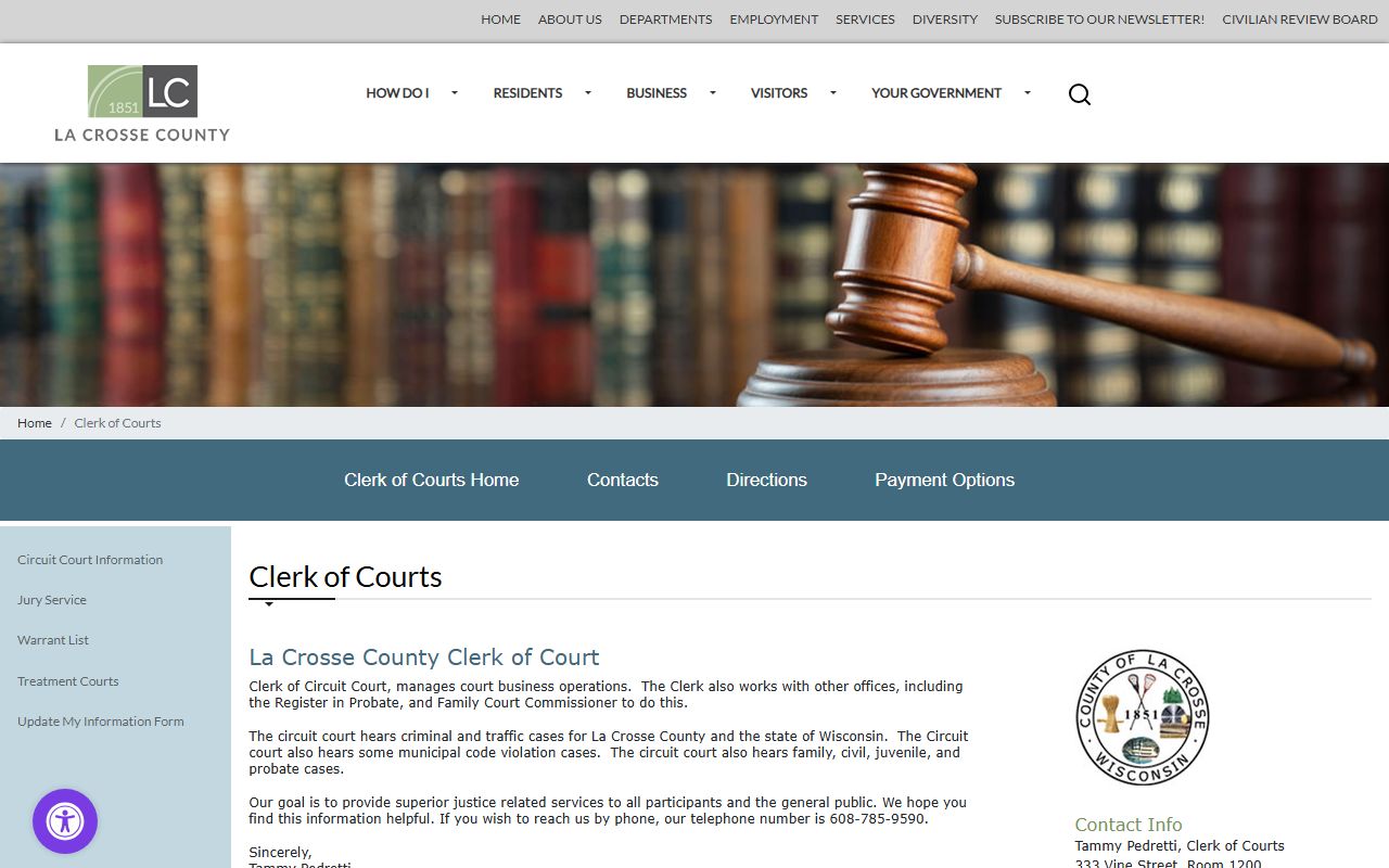 La Crosse County Unclaimed Money court page