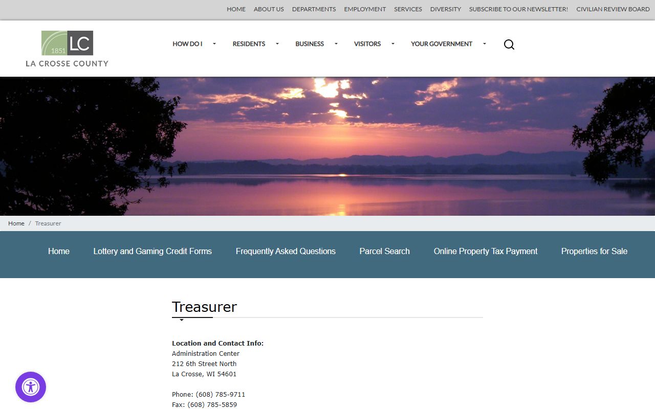 La Crosse County Unclaimed Money treasurer page