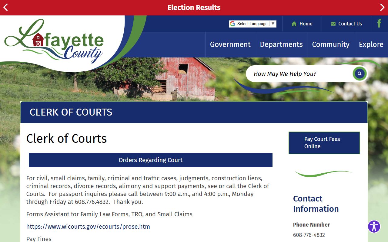 Lafayette County Unclaimed Money clerk of courts access status