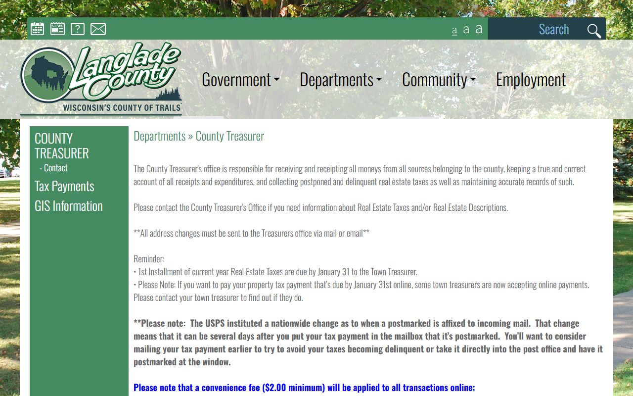Langlade County Unclaimed Money at the Langlade County Treasurer