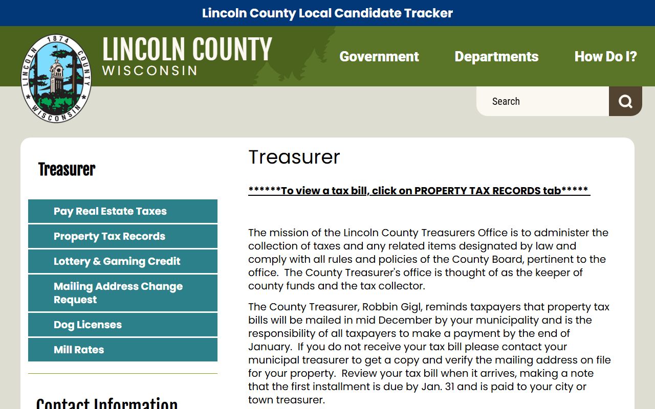 Lincoln County Unclaimed Money county websites access status