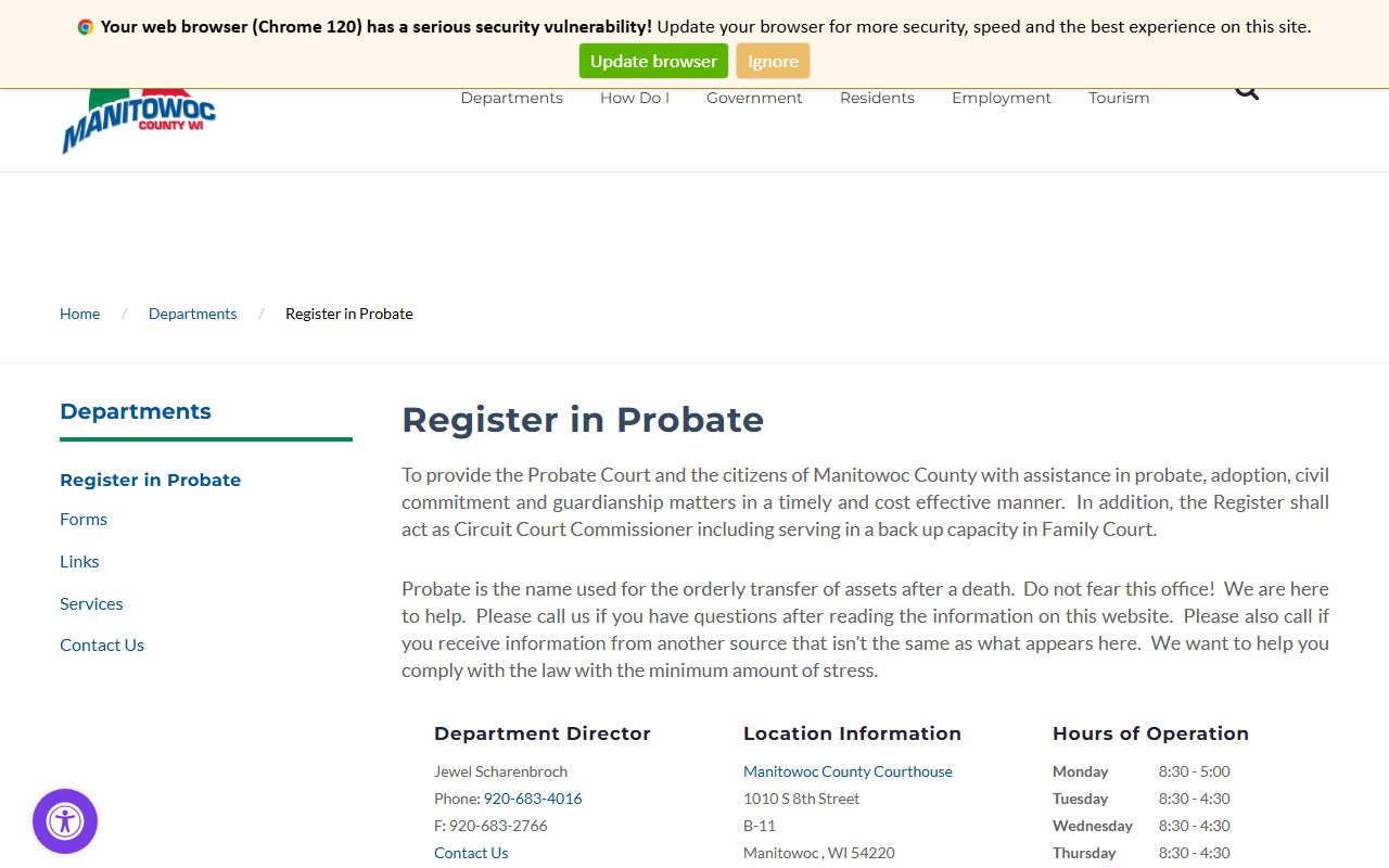 Manitowoc County Unclaimed Money and probate records