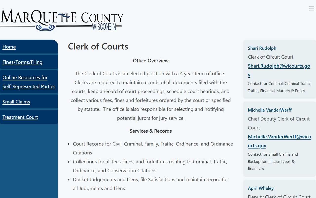 Marquette County Unclaimed Money clerk of courts image