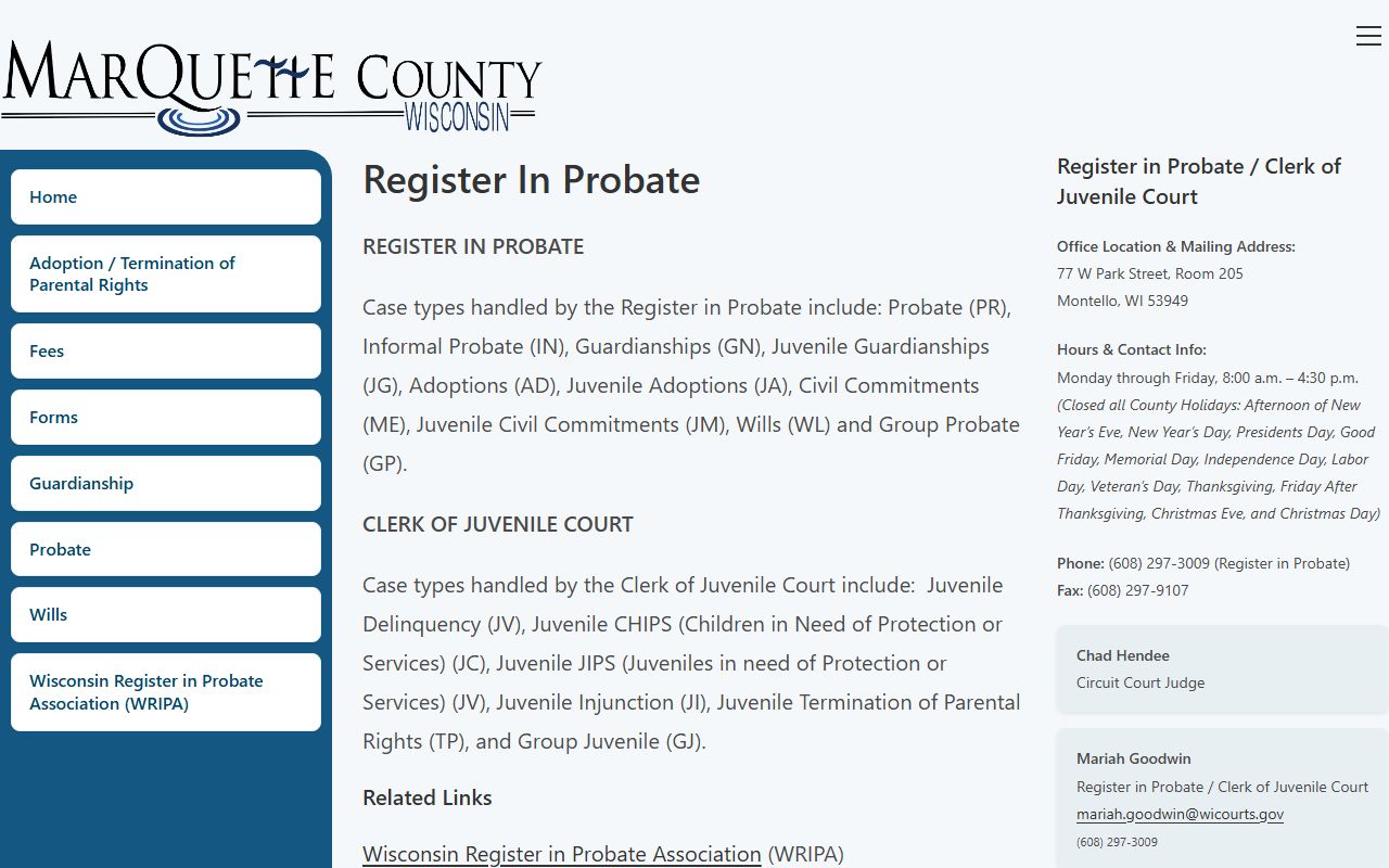 Marquette County Unclaimed Money register in probate image