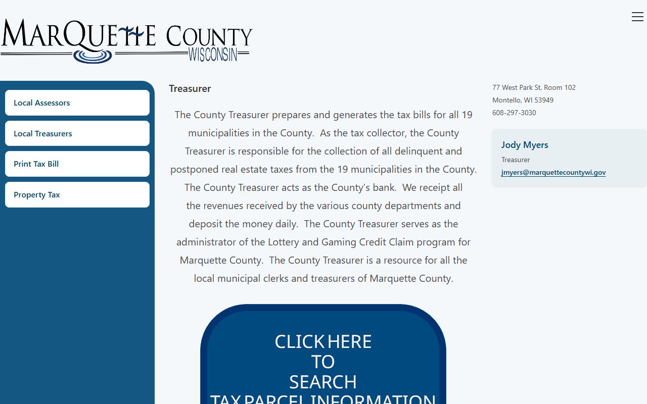 Marquette County Unclaimed Money treasurer image
