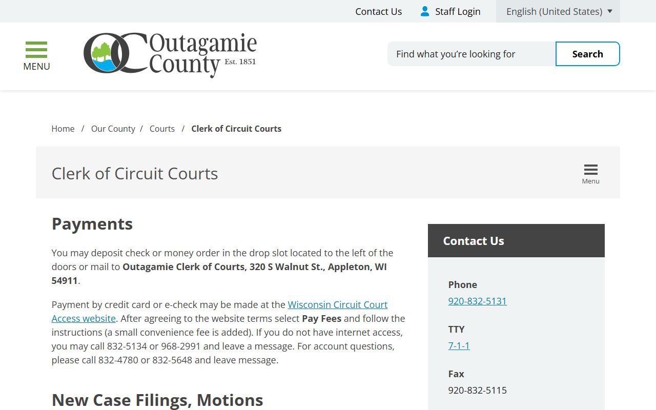 Appleton Unclaimed Money and circuit court records