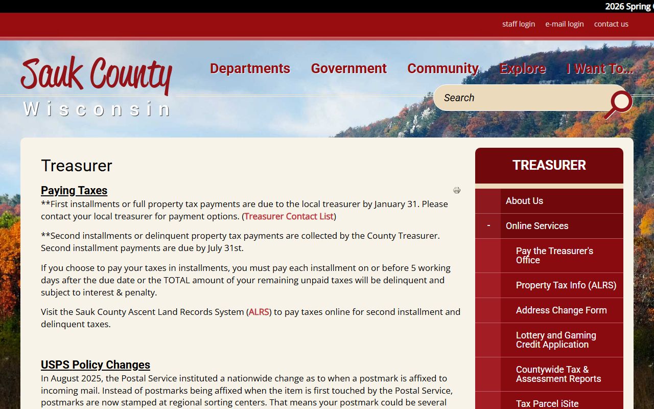 Sauk County Unclaimed Money county treasurer page