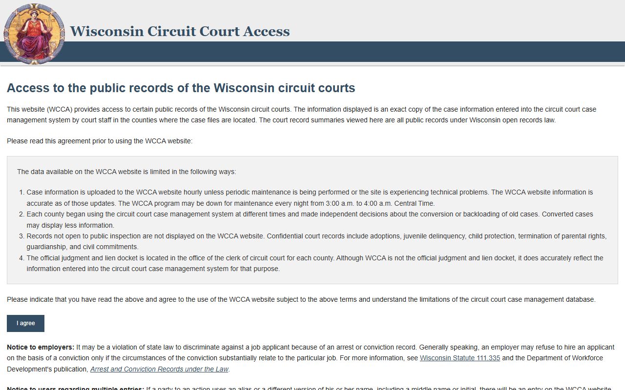Vernon County Unclaimed Money Wisconsin Circuit Court Access page