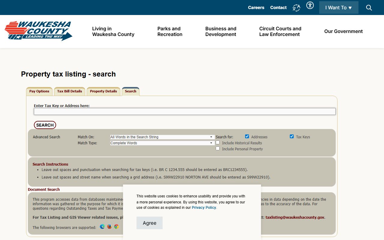 Waukesha County Unclaimed Money tax search portal