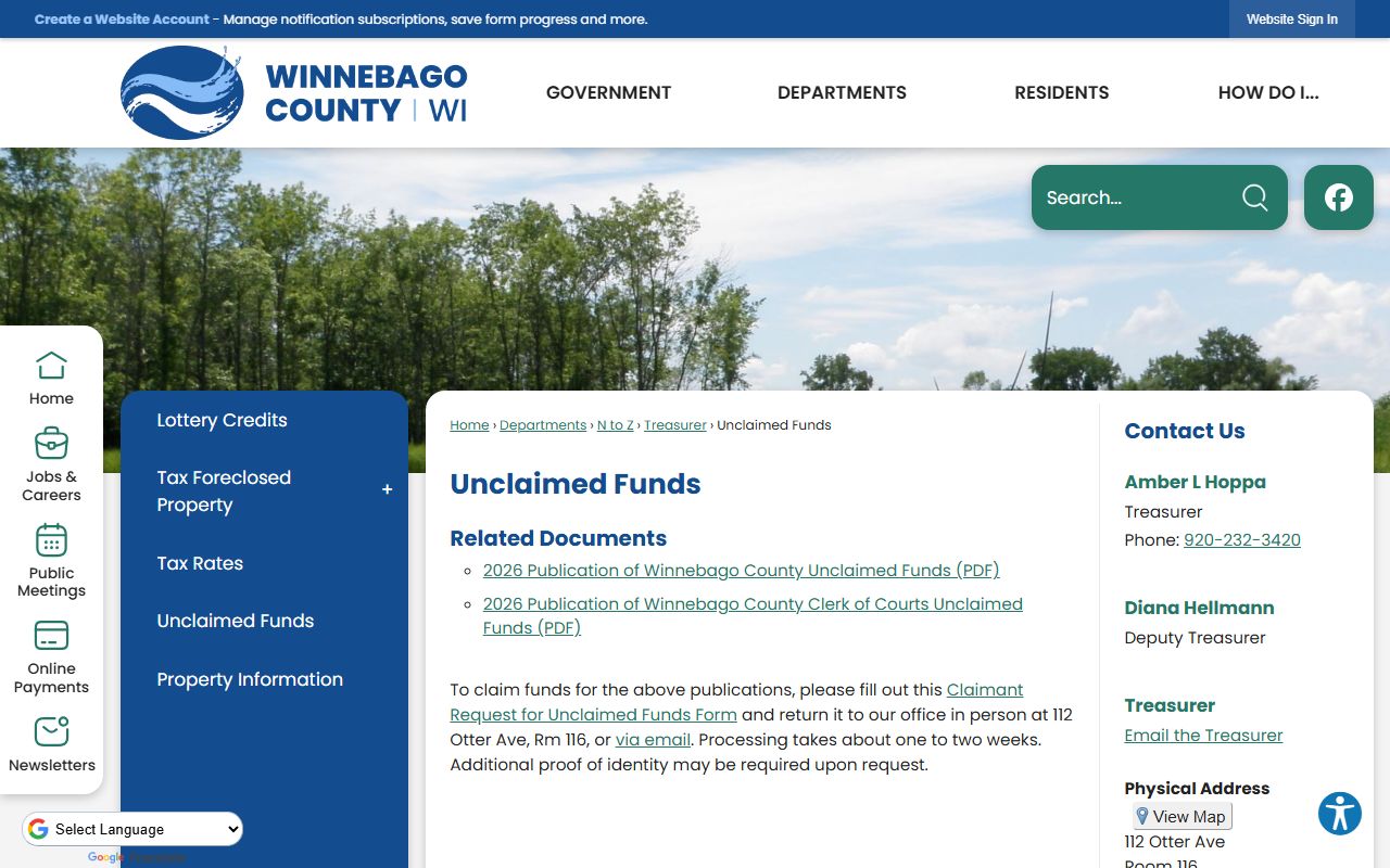 Oshkosh Unclaimed Money county unclaimed funds fallback