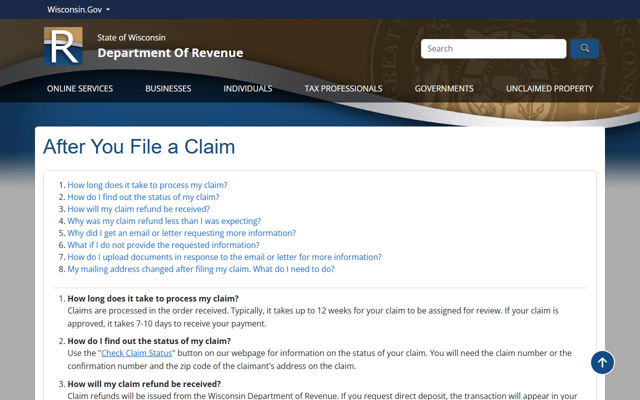 Jackson County Unclaimed Money Wisconsin DOR after you file
