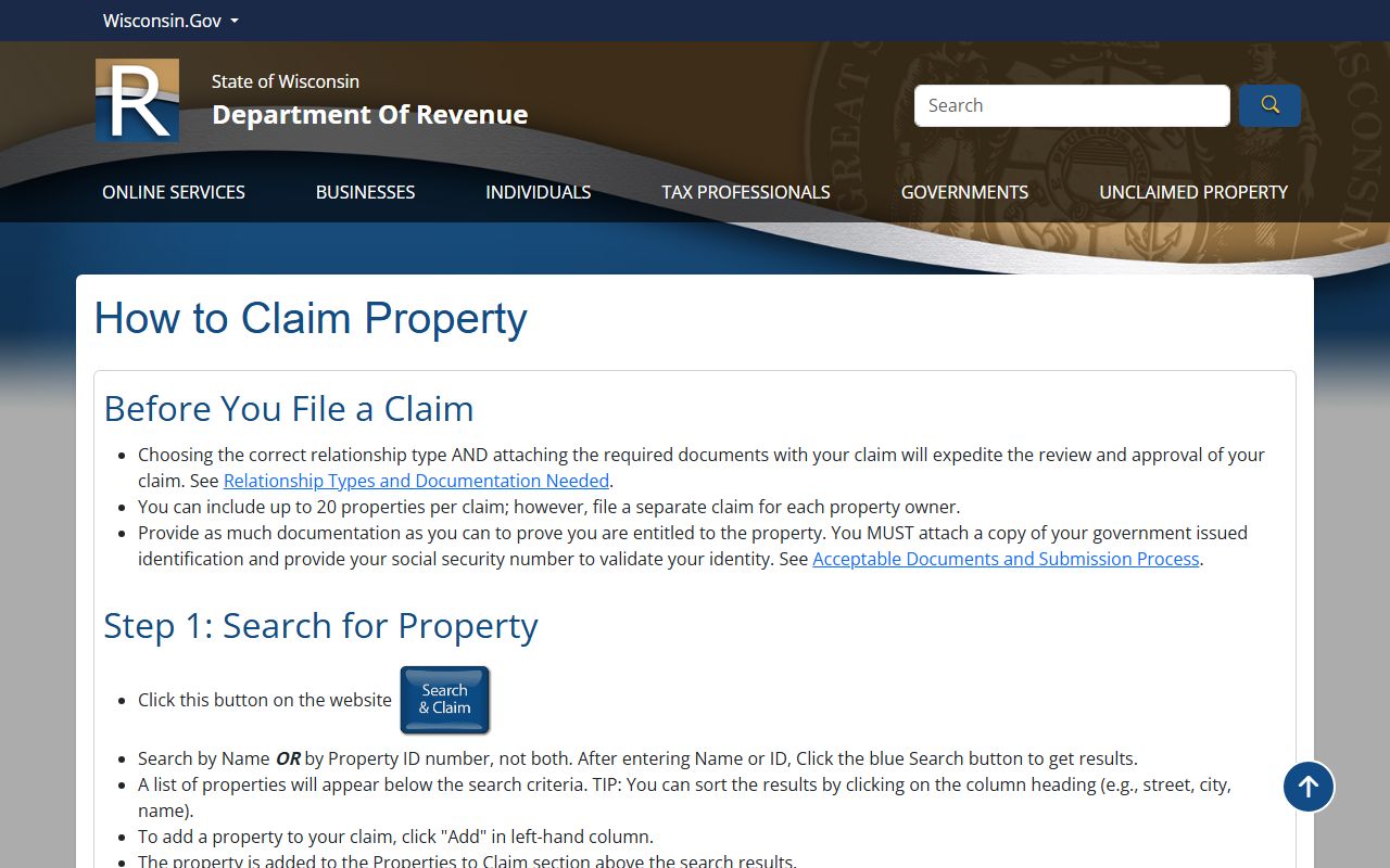 Washington County Unclaimed Money Wisconsin DOR claim guide